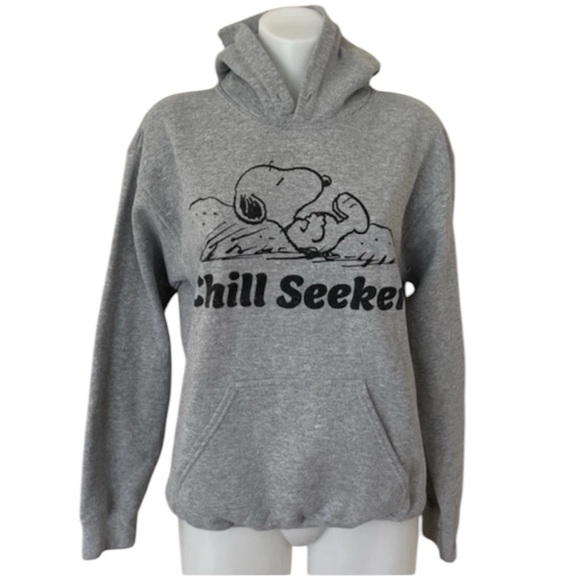 Peanuts Snoopy Chill Seeker Heather Gray Hoodie, Small - Picture 1 of 9